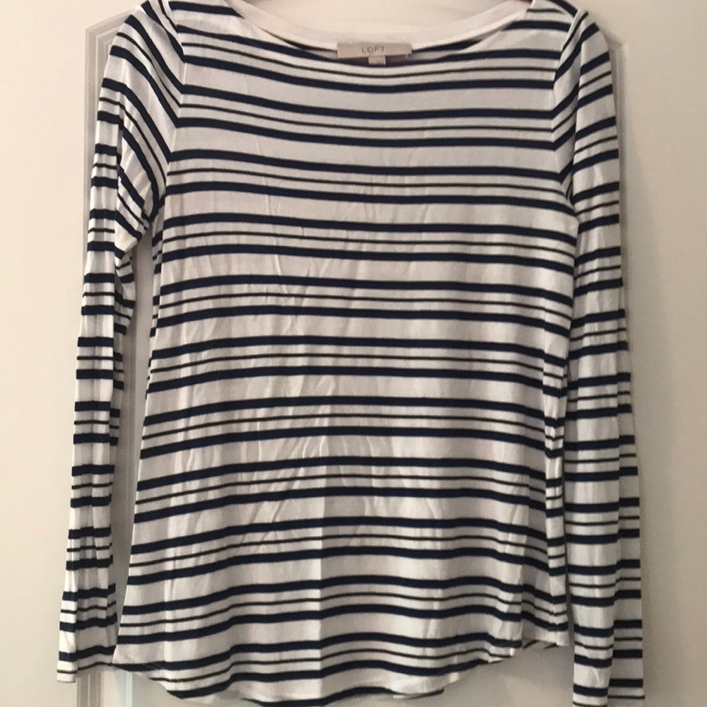 LOFT small long sleeve striped top